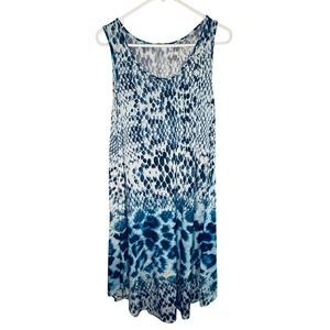 Isla Bonita One Size Blue Animal Snake Print Sleeveless Swing Dress